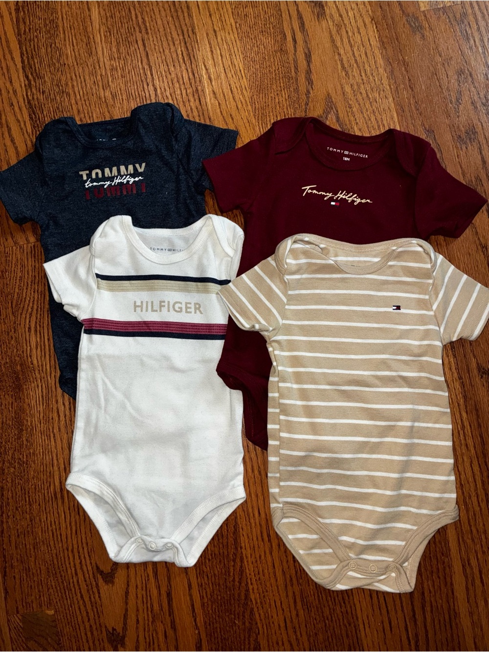 Tommy Hilfiger Baby Onesie Set - Navy, Maroon, White, Tan